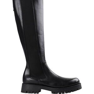 JONAK Paris Black Knee-High Leather Lug Sole Boots